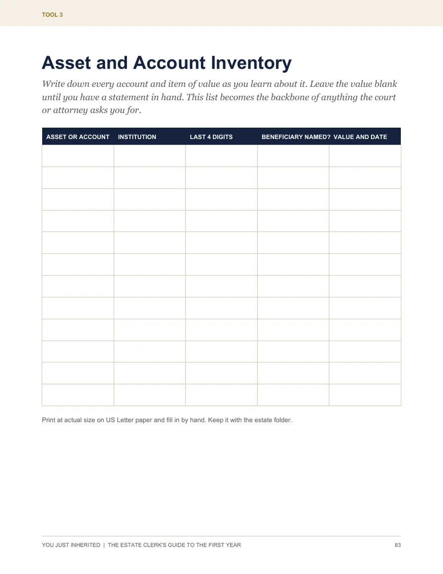 Actual page: Asset and Account Inventory